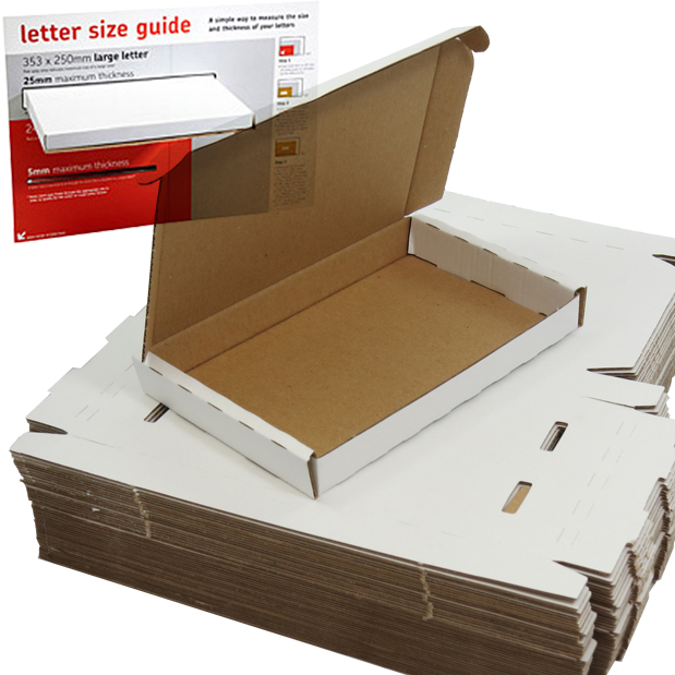 White PIP Large Letter Boxes 349x249x24mm